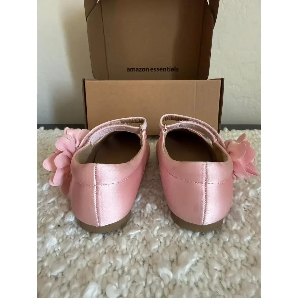 Amazon Essentials Toddler Girls Pink Flower Mary Jane Dress Shoes Size 8